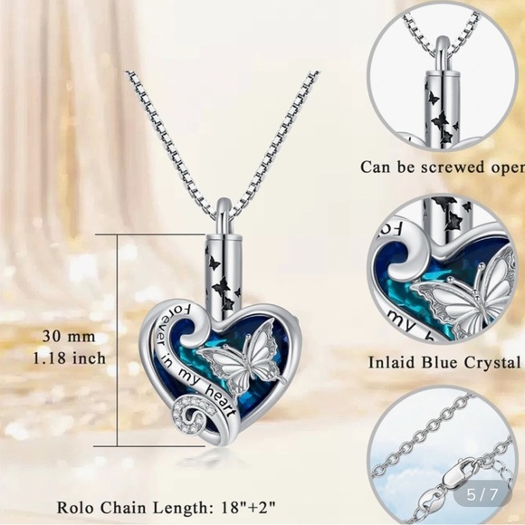 Forever in my heart butterfly urn necklace - new - Picture 3 of 3